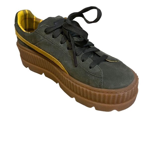 Women's Puma Fenty by Rihanna Green Suede Sneakers Size 9 - Picture 1 of 9